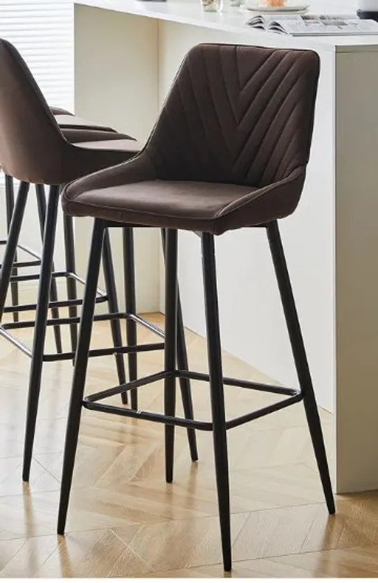 BOXED LOURDES SET OF TWO BROWN LEATHAIRE BAR STOOLS (1 BOX)