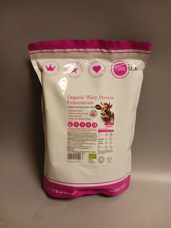 SEALED PINKSUN ORGANIC WHEY PROTEIN CONCENTRATE UNFLAVOURED 1KG