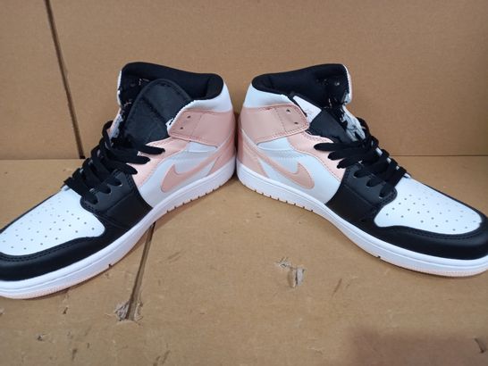 BOXED PAIR OF NIKE AIR JORDANS IN PINK/WHITE/BLACK UK SIZE 7.5