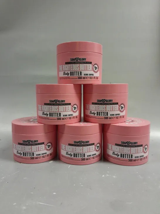 LOT OF 6 SOAP AND GLORY THE RIGHTEOUS BODY BUTTER (300ML)