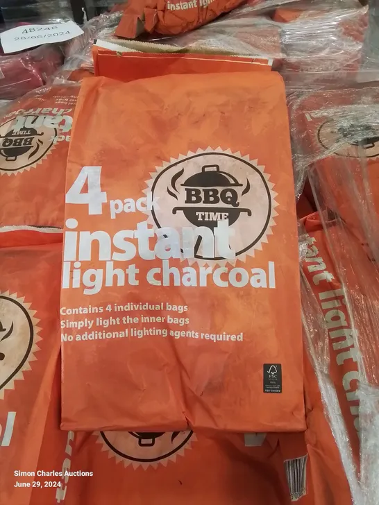 A PALLET TO CONTAIN APPROXIMATELY 85 BAGS OF 4 PACK INSTANT LIGHT CHARCOAL BAGS