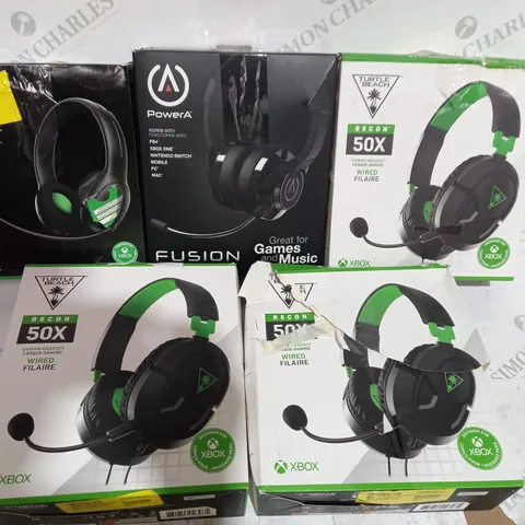 5 BOXED XBOX GAMING HEADSETS PDP POWER A AND TURTLE BEACH