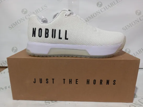 BOXED PAIR OF NOBULL SF TRAINERS IN WHITE UK SIZE 4.5