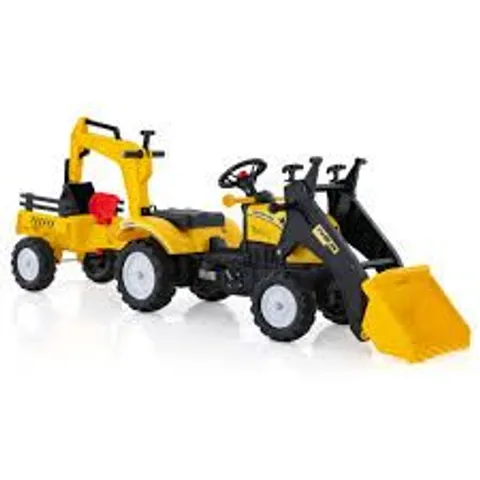 BOXED 3-IN-1 KIDS RIDE ON PEDAL EXCAVATOR WITH DETACHABLE TRAILER-YELLOW