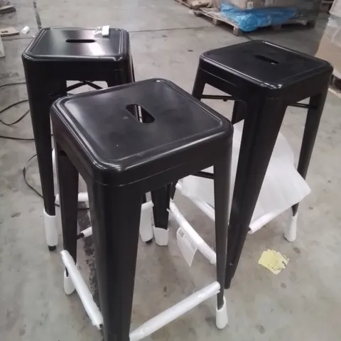 THREE BRANZA METAL BAR STOOLS BLACK