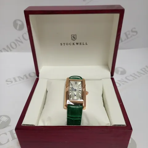 LADIES STOCKWELL WATCH – TEXTURED DIAL WITH SUB DIAL MINUTE HAND – GREEN LEATHER STRAP 