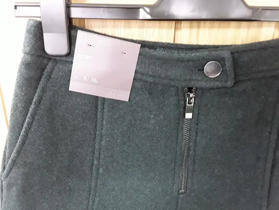 BAGGED NEW LOOK WOOL ZIP SKIRT IN GREEN - UK 8