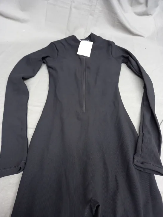 IN THE STYLE TALL BLACK HALF ZIP LONG SLEEVE UNITARD 6 TALL - UK 6