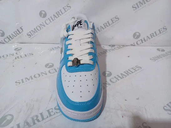 BOXED PAIR OF A BATHING APE SHOES IN BLUE/WHITE US SIZE 10