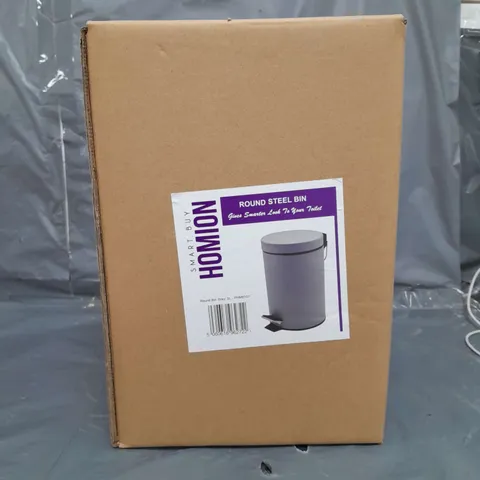 BOXED GREY ROUND STEEL BIN 3L