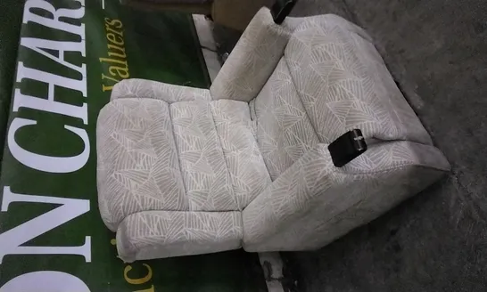 QUALITY DESIGNER BEIGE PATTERNED FABRIC POWER RECLINER ARMCHAIR 