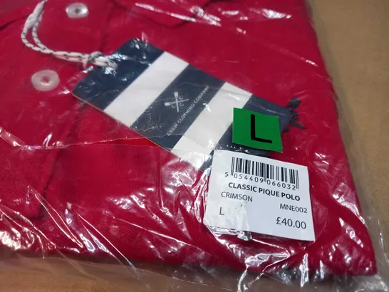 PACKAGED CREW CLOTHING COMPANY CRIMSON POLO- LARGE