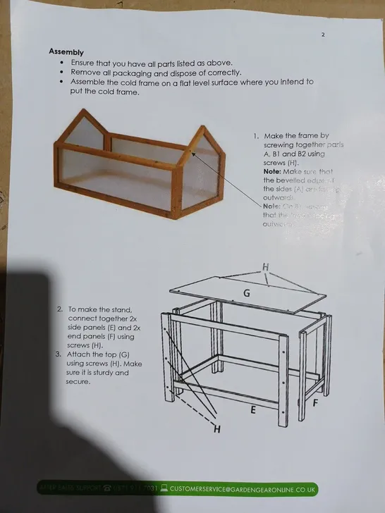 GARDEN GEAR RAISED COLD FRAME