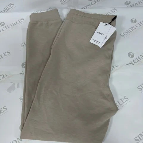 REISS PREMIER INTERLOCK DRAWSTRING TROUSERS IN OATMEAL SIZE SMALL