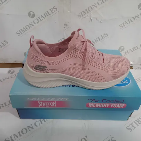 BOXED PAIR OF SKECHERS STRETCH FIT ULTRA FLEX 3.0 SHOES ROSE UK SIZE 6