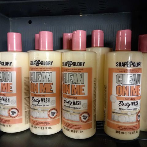 LOT OF 9 SOAP & GLORY CLEAN ON ME BODY WASH (9 X 500ML)