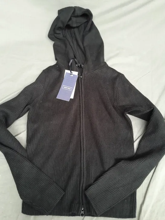 JAXK WILLS RIB HOODY IN BLACK - 12 (M)