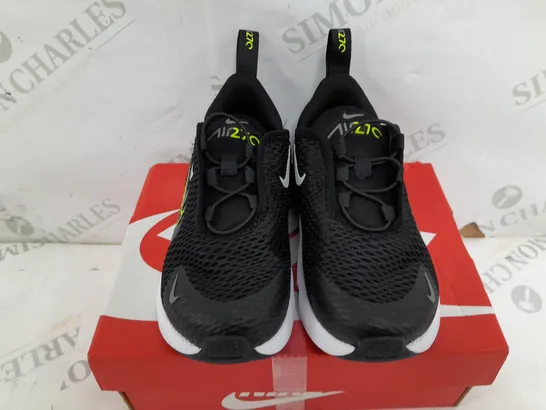 BOXED PAIR OF NIKE AIR MAX 270 IN BLACK/GREEN - UK KIDS 8.5