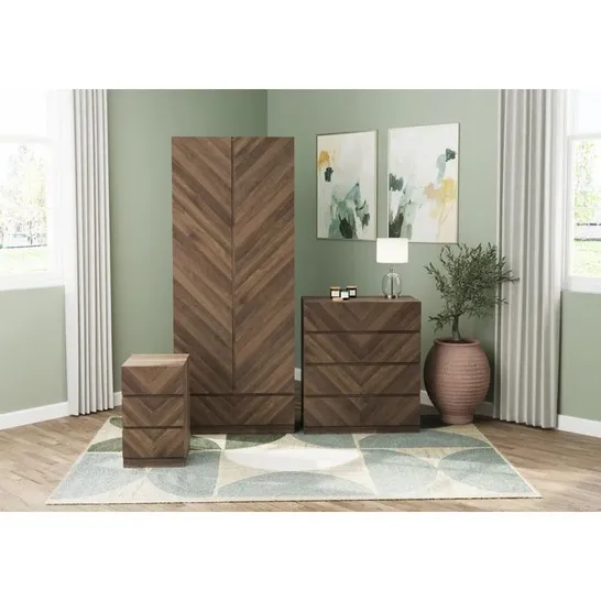 BOXED CATANIA 2 DOOR 1 DRAWER WARDROBE IN ROYAL WALNUT (2 BOXES)