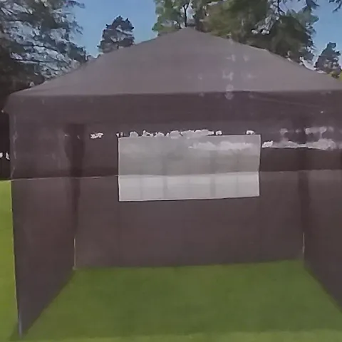 BOXED POP UP GAZEBO IN GREY , CENTRAL LOCK SYSTEM WITH 3 SIDE PANELS - 3 X3 M
