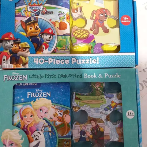 APPROXIMATELY 30 ASSORTED LITTLE FIRST LOOK AND FIND BOOK AND PUZZLE TO INCLUDE; PAW PATROL AND DISNEY FROZEN