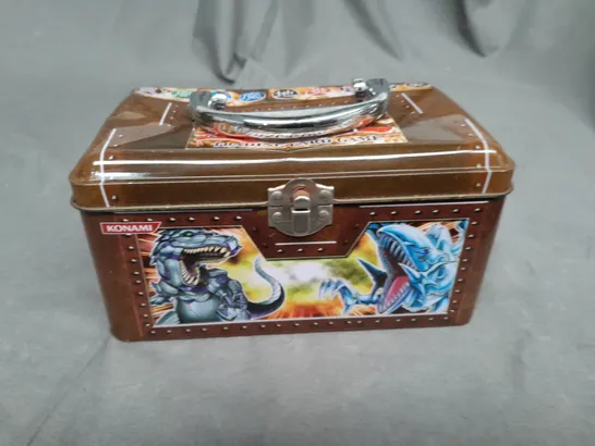 TIN OF ASSORTED YU-GI-OH COLLECTABLE TRADING CARDS