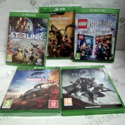 LOT OF 5 XBOX ONE GAMES, TO INCLUDE LEGO HARRY POTTER, STARLINK, DESTINY 2, ETC