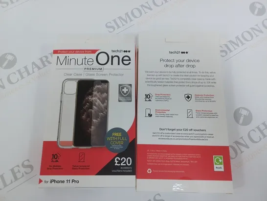 LOT OF APPROXIMATELY 150 TECH 21 MINUTE ONE CLEAR CASES FOR IPHONE 11 PRO