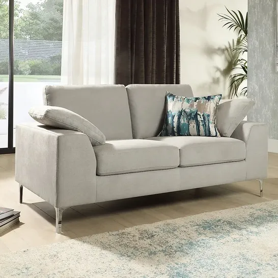 BOXED VALENCIA DOVE GREY PLUSH FABRIC 2 SEATER SOFA (1 BOX)