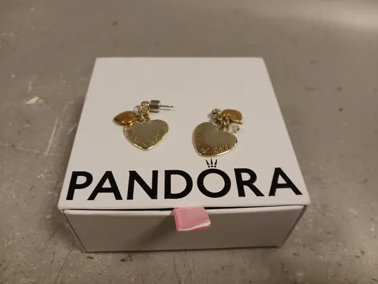 PANDORA HEART OF GOLD DROP EARRINGS 