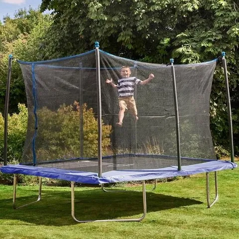BOXED 12FT × 8FT BOUNCE PRO RECTANGULAR TRAMPOLINE & ENCLOSURE INCOMPLETE ONLY BOX 1 OF 2