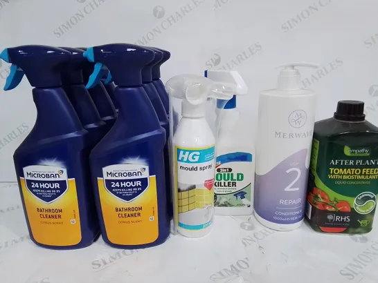 LOT OF 11 ASSORTED HOME LIQUID ITEMS TO INCLUDE TOMATO FEED, MOULD SPRAY AND BATHROOM CLEANER - COLLECTION ONLY