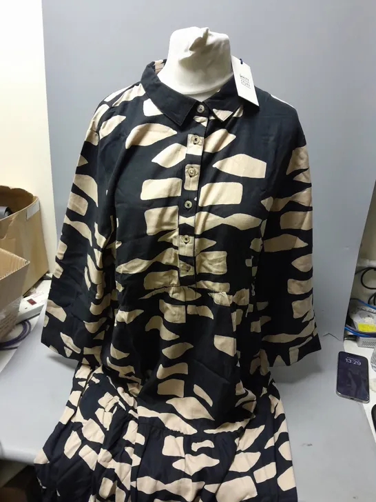 WHITE STUFF MAYA TIERED SHIRT DRESS IN BLACK SIZE 18