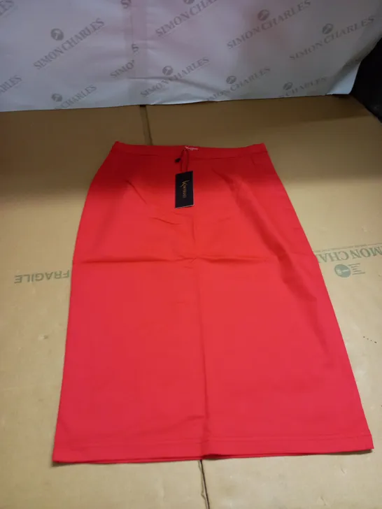 KINTSUGI WOMENS RED PENCIL SKIRT WITH HIDDEN VELCRO OPENING SIZE 12