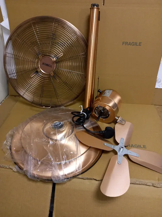 TOWER COPPER METAL PEDESTAL FAN 