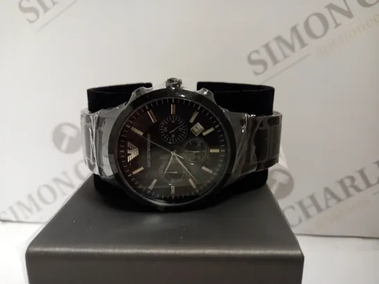 BOXED EMPORIO ARMANI AR2453 MEN'S CLASSIC CHRONOGRAPH BLACK DIAL WATCH 