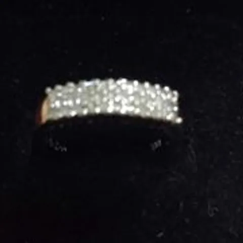 9CT WHITE GOLD THREE ROW HALF ETERNITY RING SET WITH NATURAL DIAMONDS