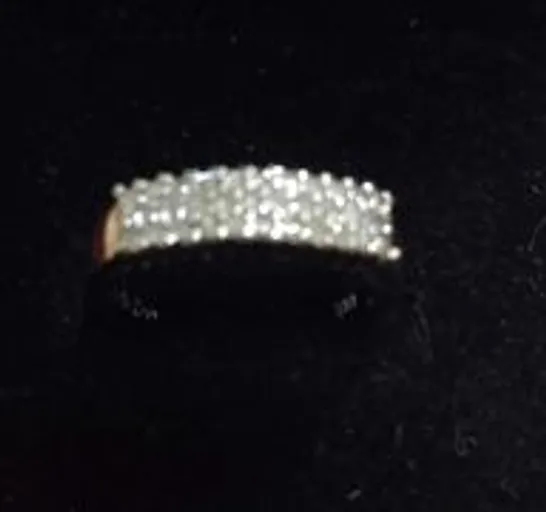 9CT WHITE GOLD THREE ROW HALF ETERNITY RING SET WITH NATURAL DIAMONDS