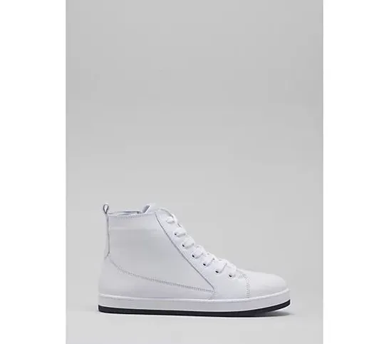 ADESSO LEATHER HIGH TOP TRAINER BOOT IN WHITE SIZE 4