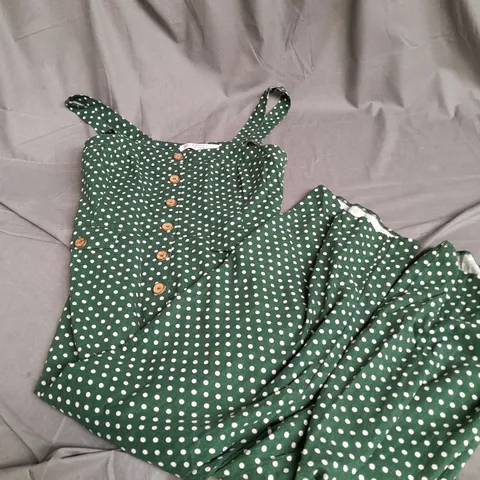 MISS SELFRIDGE PETITES UK 14 POKER DOT GREN JUMPSUIT