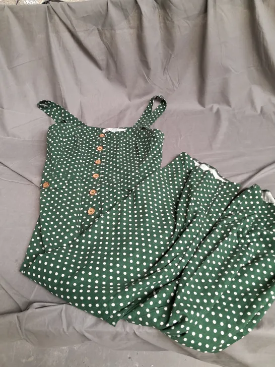 MISS SELFRIDGE PETITES UK 14 POKER DOT GREN JUMPSUIT