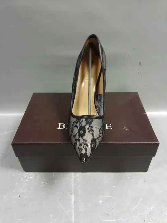 BOXED PAIR OF BIG TREE LACE HIGH HEEL SHOES - 5