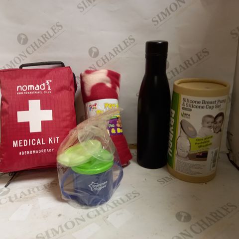 LOT OF APPROXIMATELY 20 ASSORTED HOUSEHOLD ITEMS, TO INCLUDE MEDKIT, PET BLANKET, TOMMEE TIPPEE CUP, ETC
