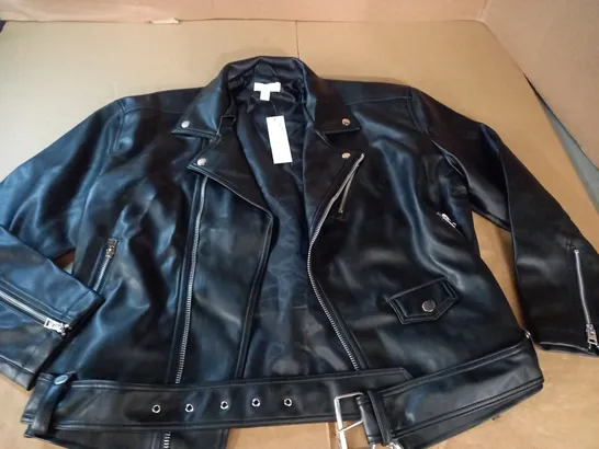 TOPSHOP LEATHE RLOOK BIKER STYLE JACKET - UK 12