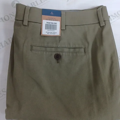 CHARLES TYRWHITT SF OLIVE GREEN ULTIMATE CHINOS - 38W 32L