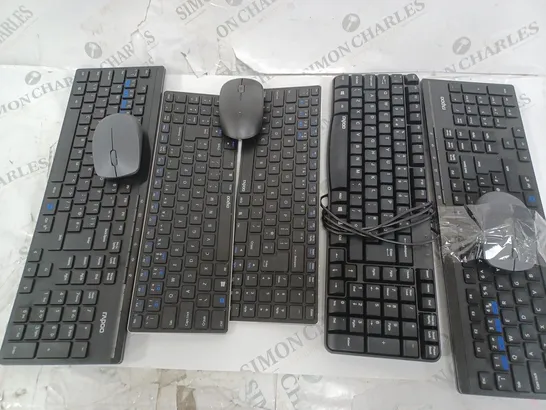 LOT OF 5 UNBOXED RAPOO KEYBOARDS TO INCLUDE WIRED AND WIRELESS COMBOS