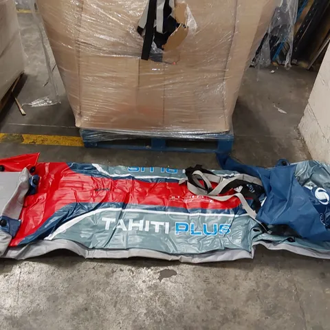 PALLET OF ASSORTED INFLATABLE KAYAKS, PADDLES AND PUMPS