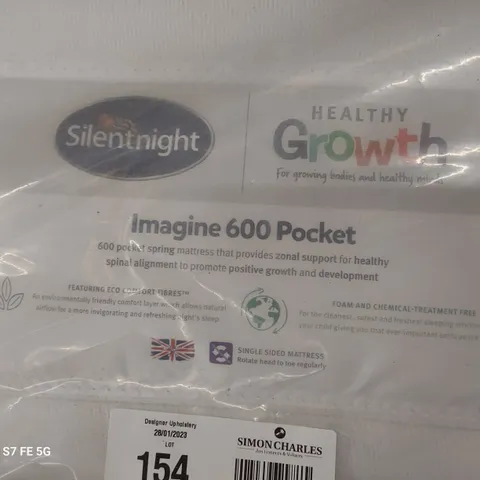 QUALITY BAGGED 4' SILENTNIGHT HEALTHY GROWTH IMAGINE 600 POCKET MATTRESS 