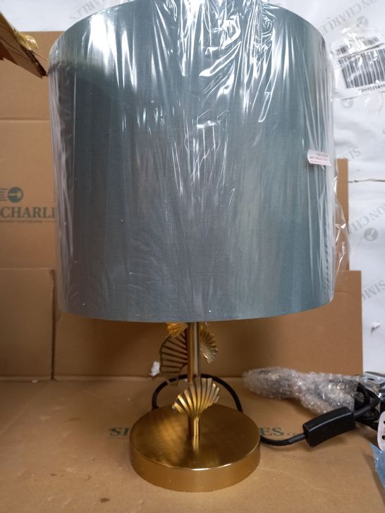 ALISON CORK GINKGO LEAF TABLE LAMP - GOLD AND DUCK EGG