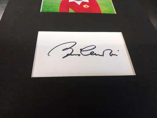 SIGNED AND MOUNTED SIR BOBBY CHARLTON PHOTOGRAPH